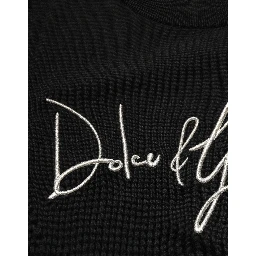 Black DG Embroidered Crew Neck Pullover Men Sweater