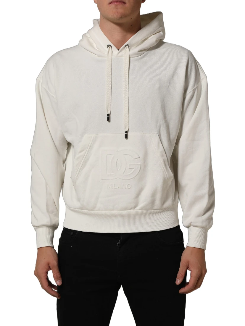 White Logo Hooded PulloverSweatshirt Sweater