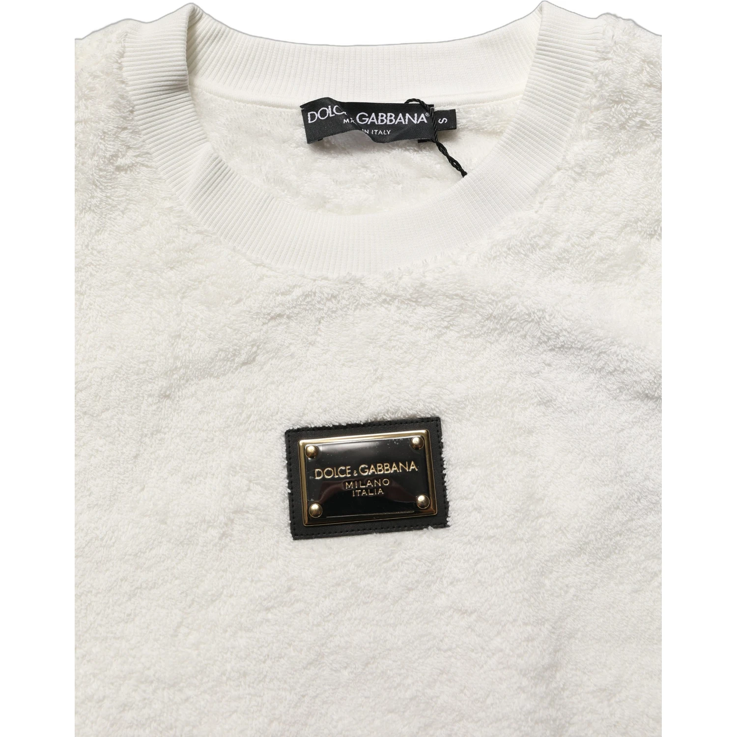 White LogoPlaque CrewNeck Sweatshirt Sweater