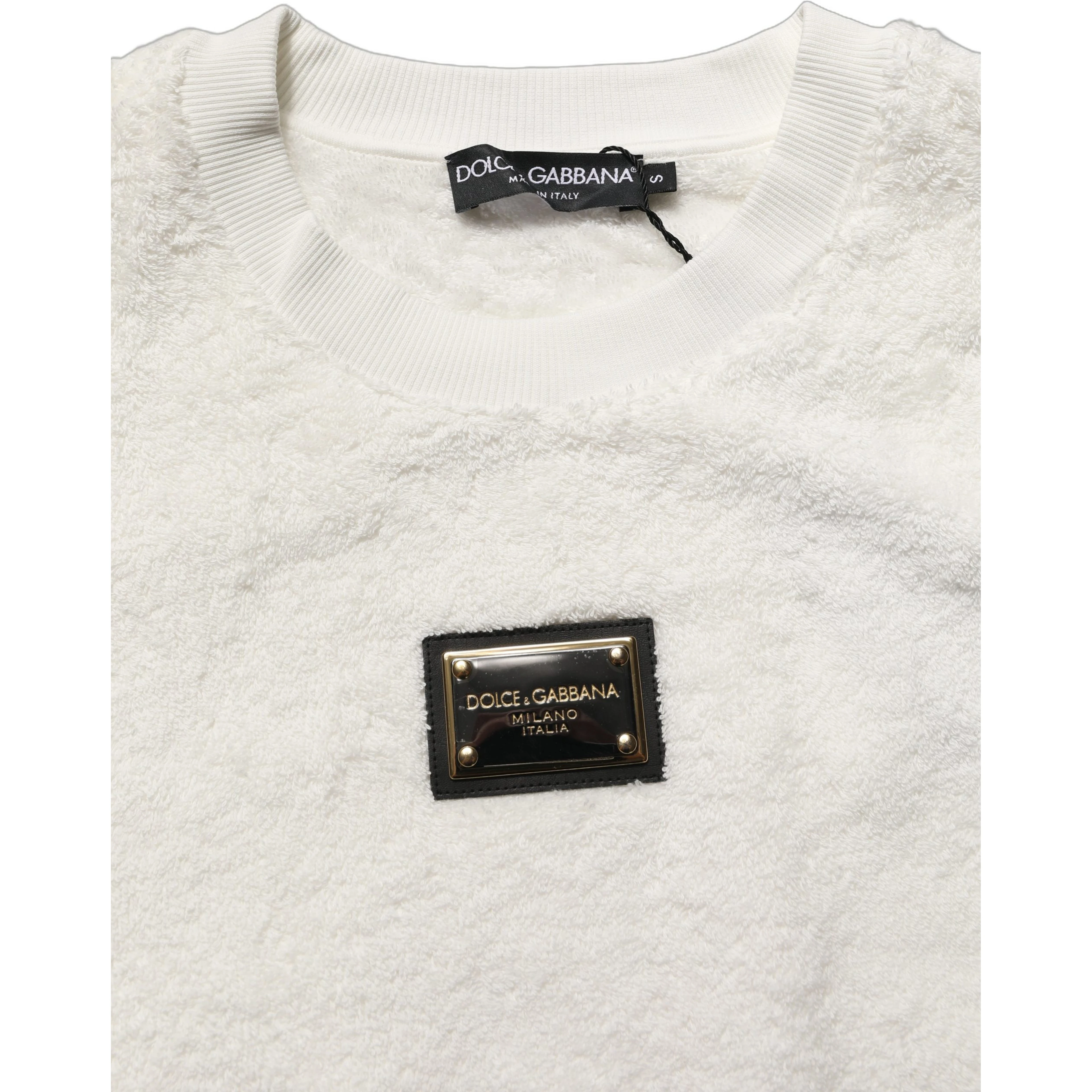 White LogoPlaque CrewNeck Sweatshirt Sweater