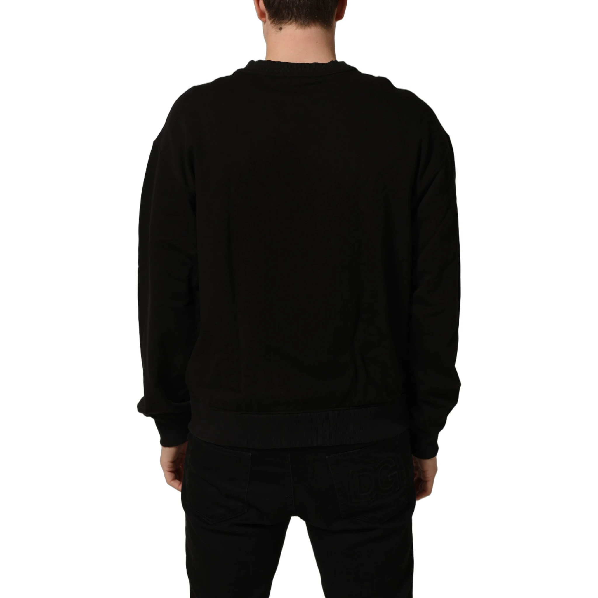 Black Cotton Logo Print Sweatshirt Sweater