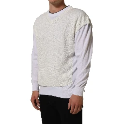 White Flax CrewNeck Layered Pullover Sweater