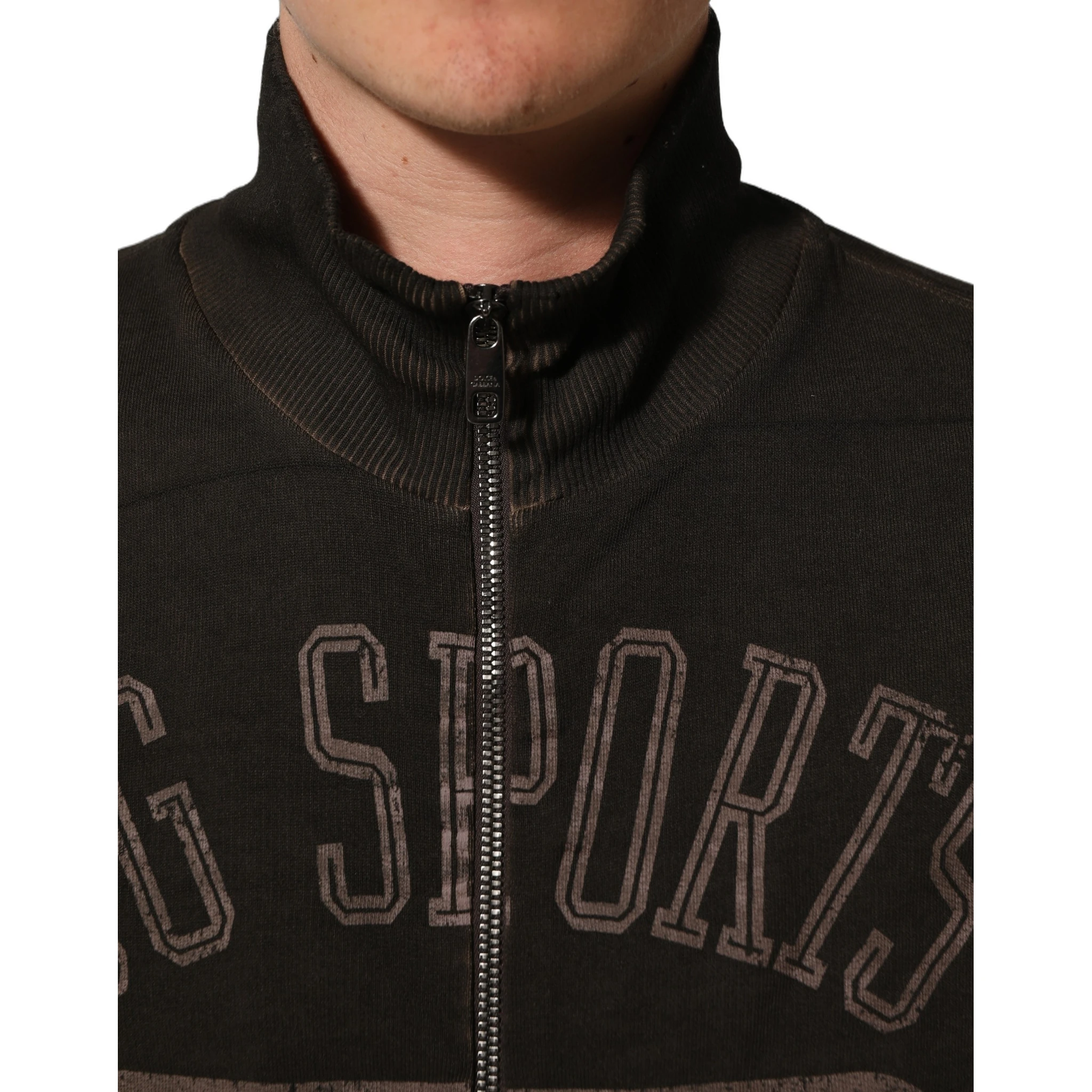 Brown Logo Print Full Zip Sweatshirt Sweater