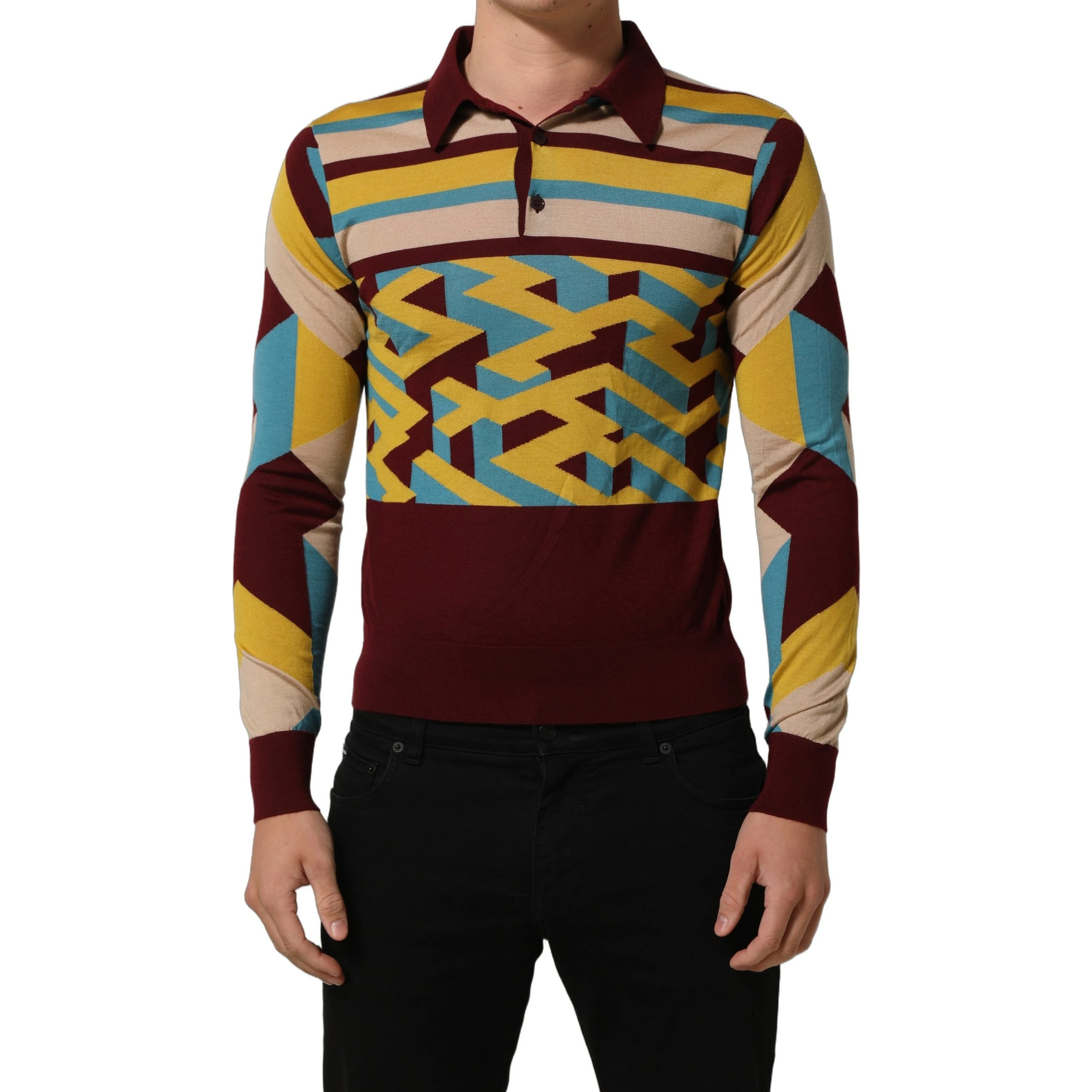 Multicolor Knitted Cashmere Pullover Sweater