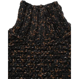 Brown Wool Knit Turtleneck Pullover Sweater