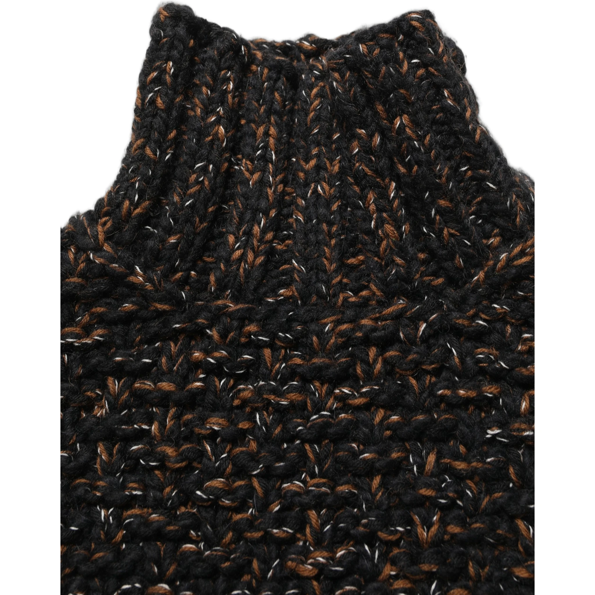 Brown Wool Knit Turtleneck Pullover Sweater