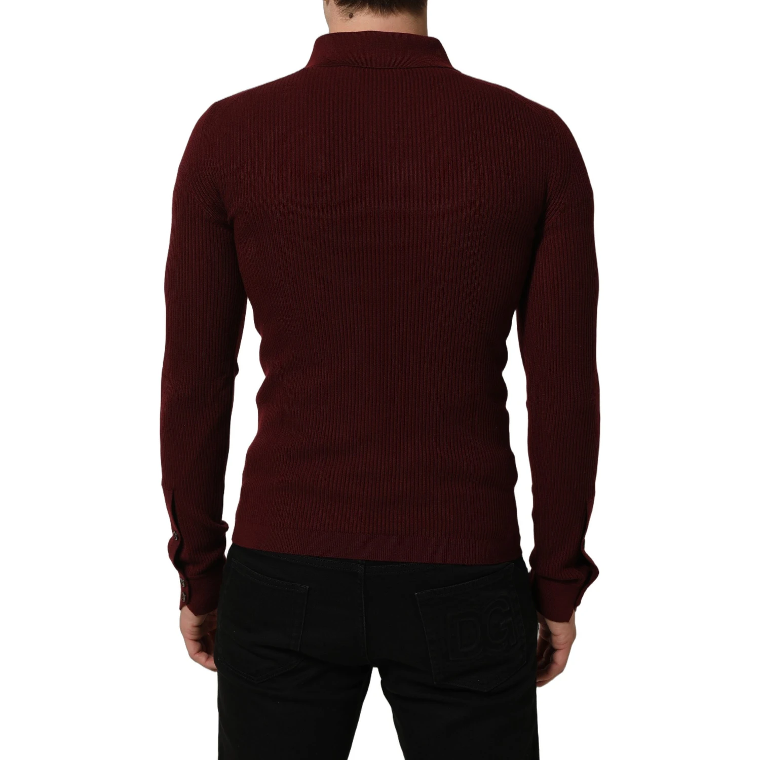 Burgundy Wool Button Down Cardigan Sweater