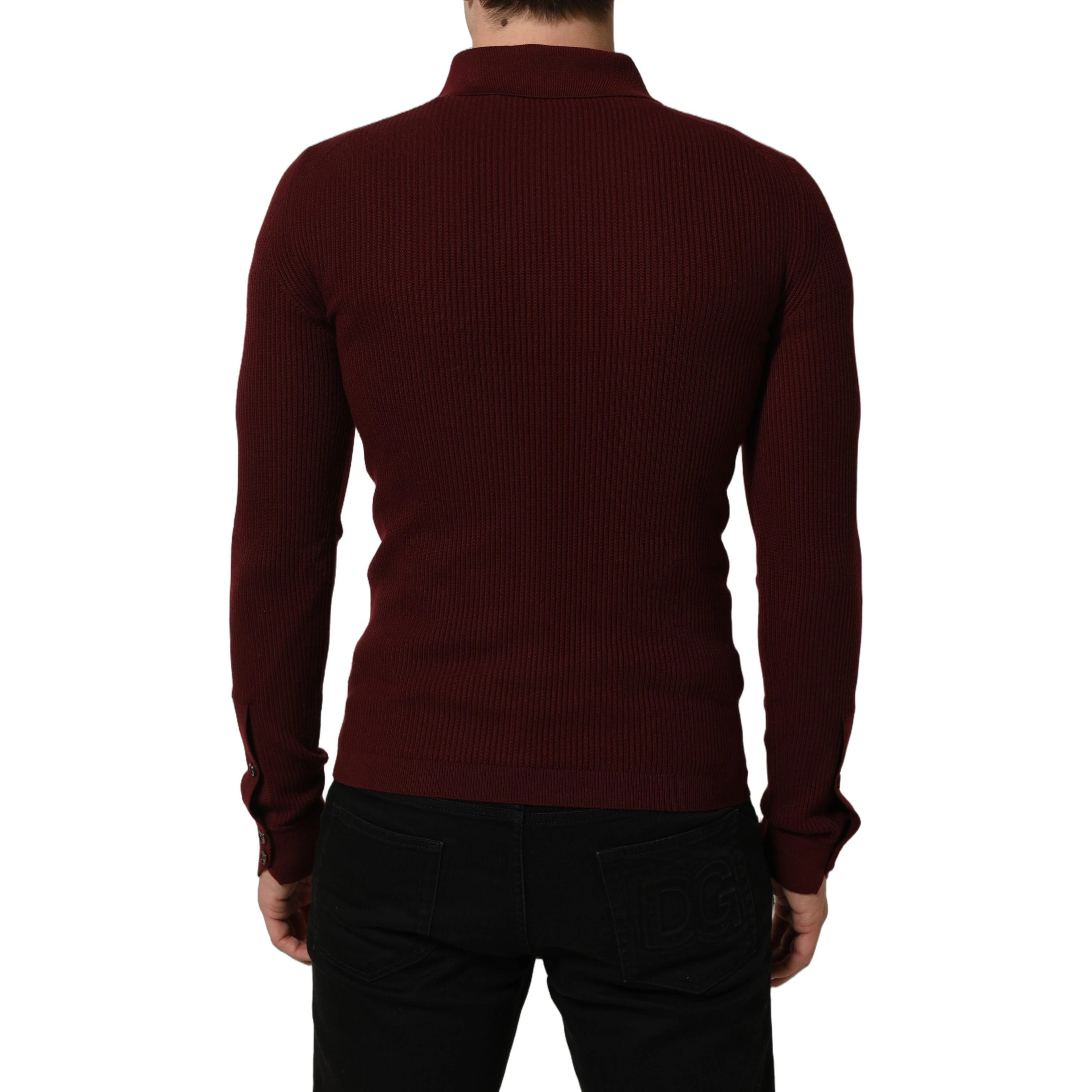 Burgundy Wool Button Down Cardigan Sweater