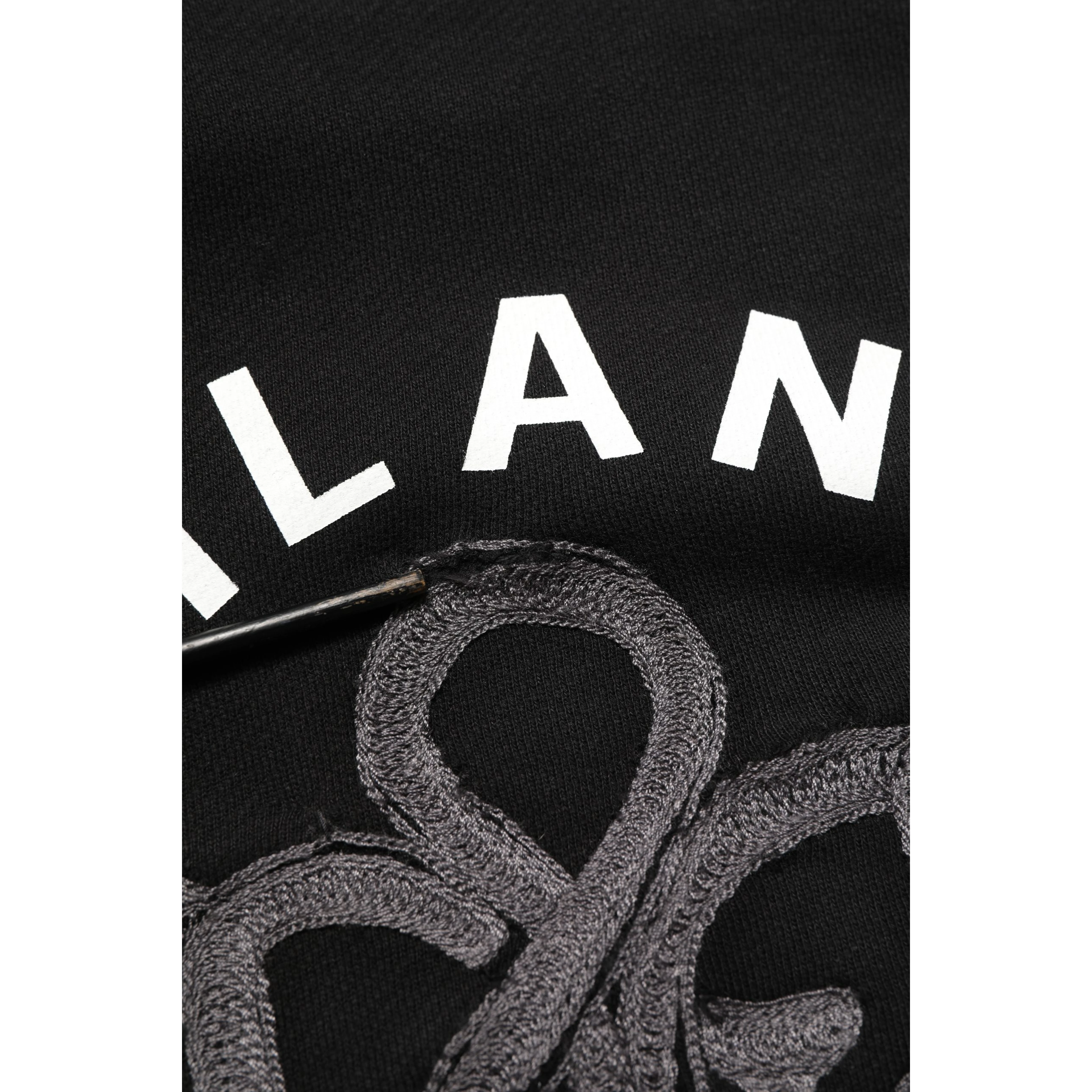 Black Cotton Milano1984 Print Hoodie Sweater