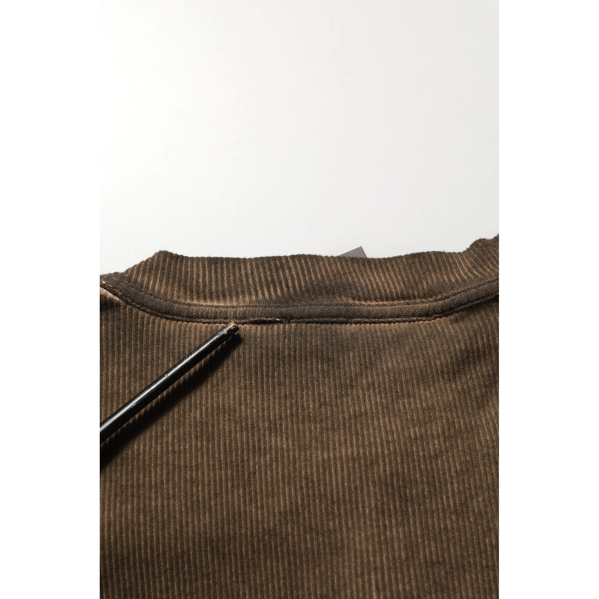Brown Cotton Buttoned Henley Pullover Sweater