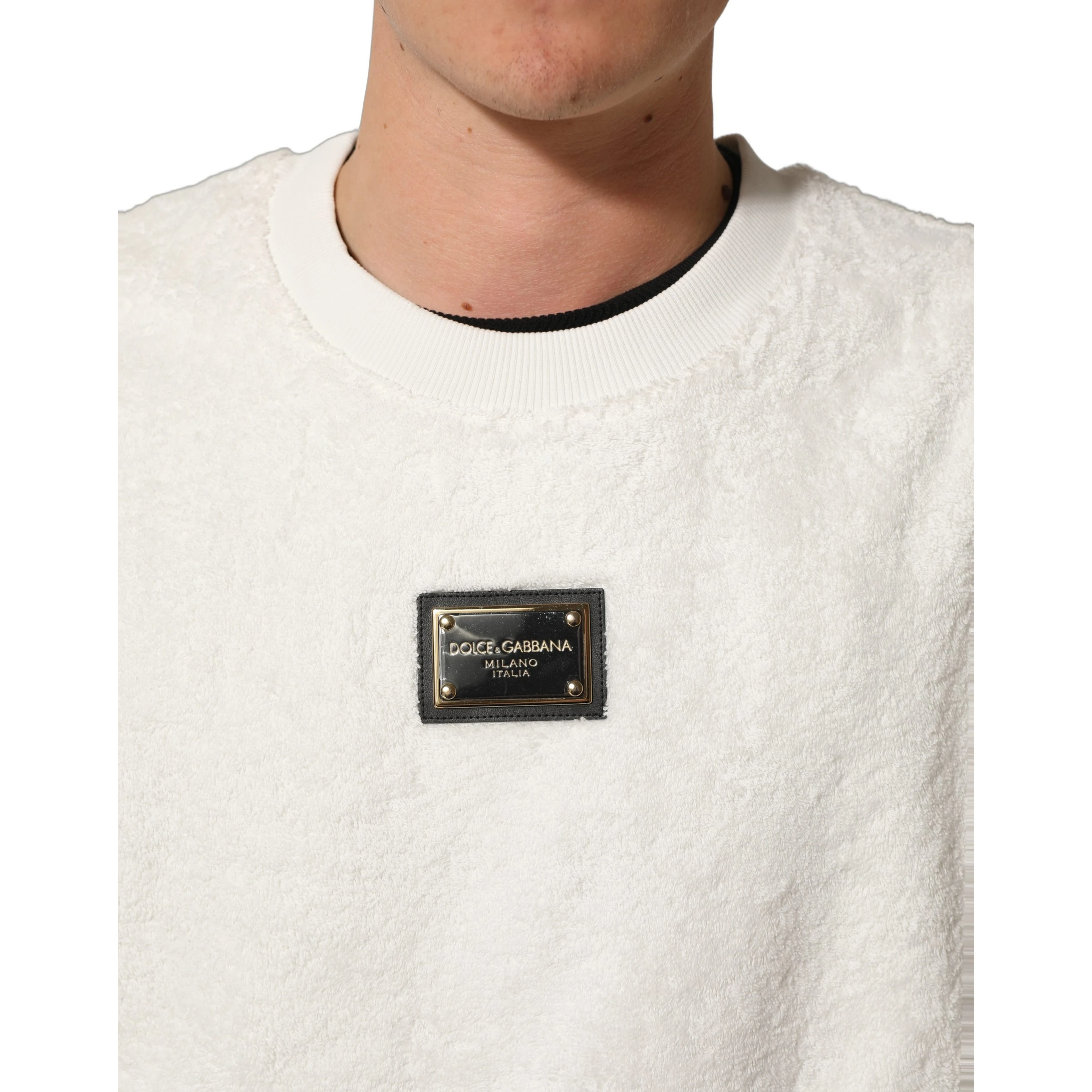 White LogoPlaque CrewNeck Sweatshirt Sweater