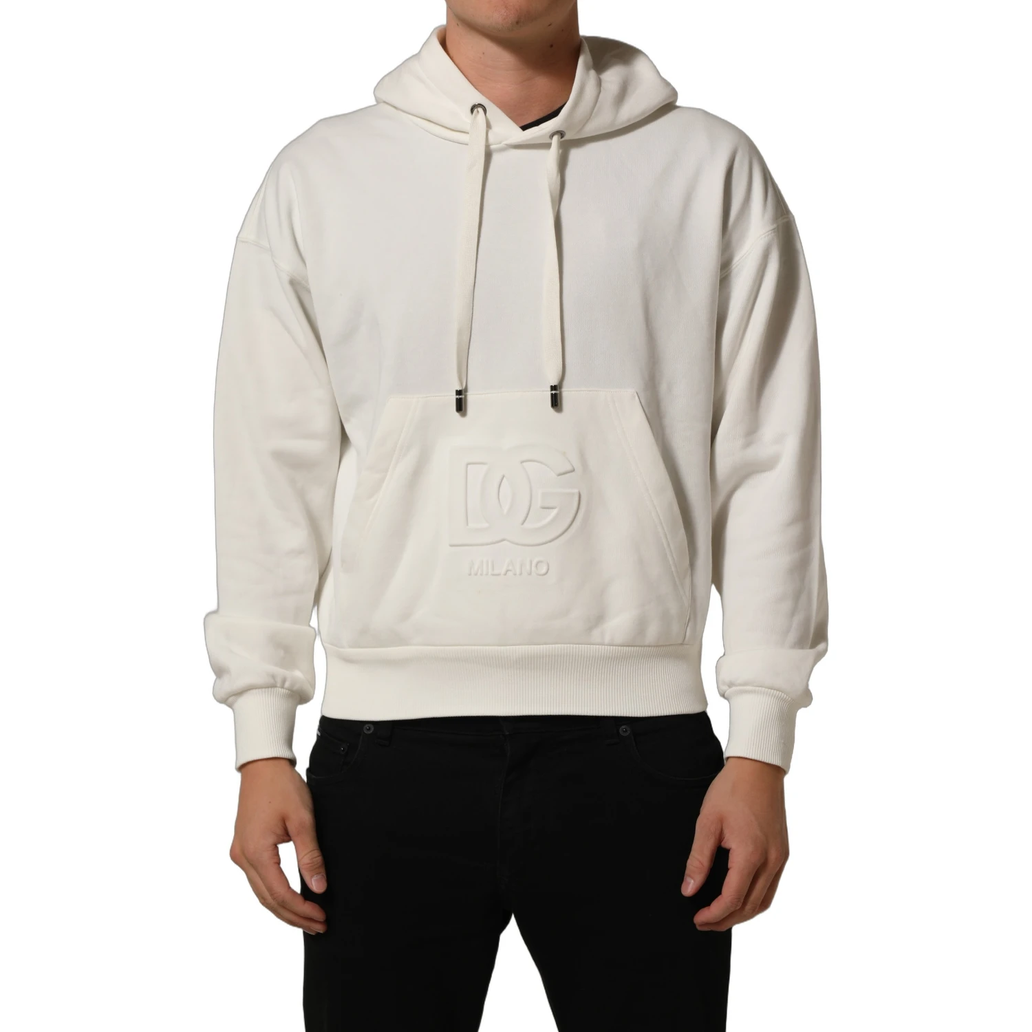 White Logo Hooded PulloverSweatshirt Sweater