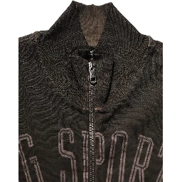 Brown Logo Print Full Zip Sweatshirt Sweater