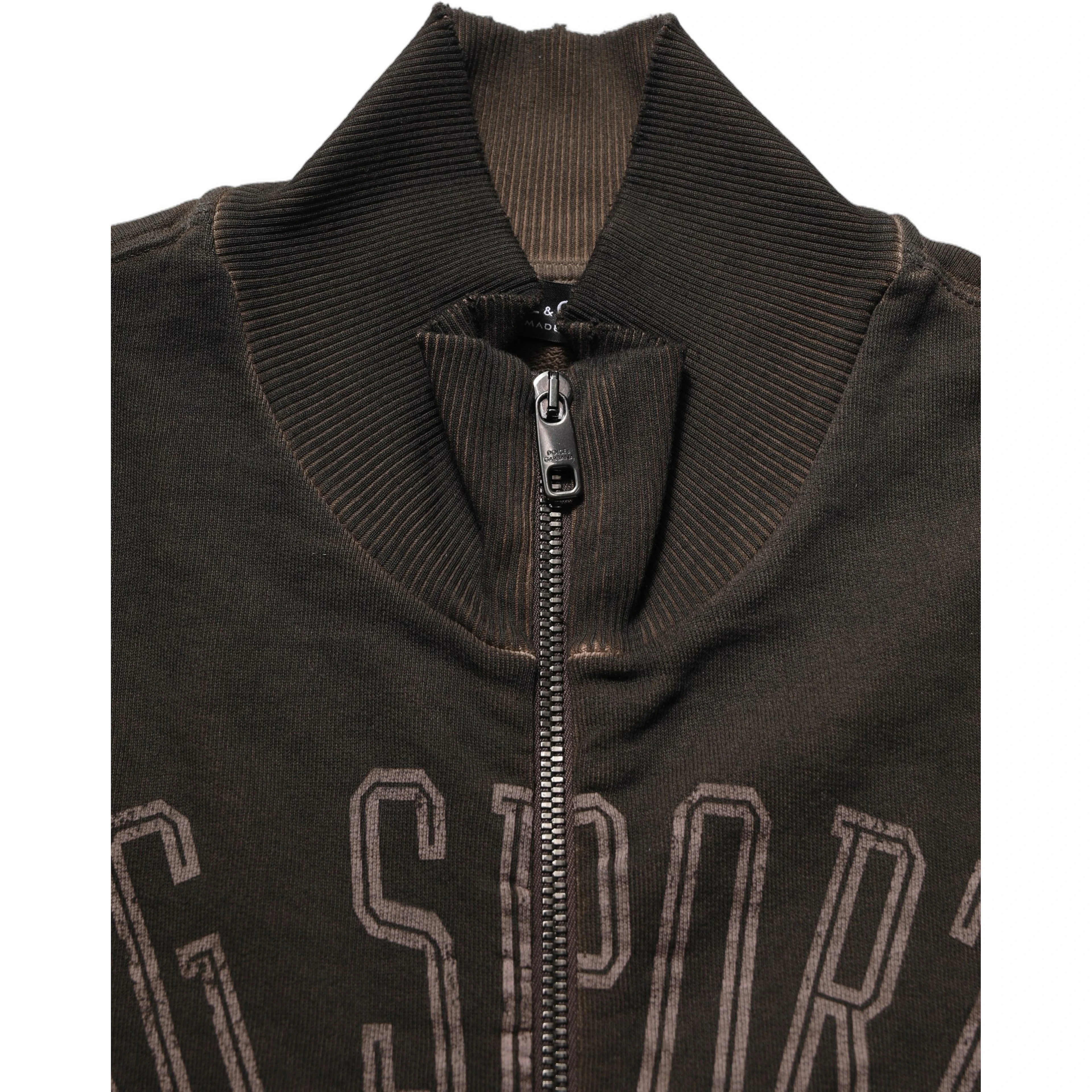 Brown Logo Print Full Zip Sweatshirt Sweater