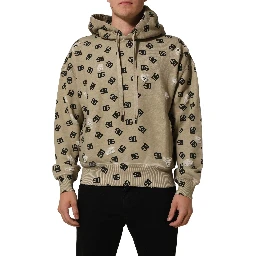 Brown Cotton Logo Hooded Sweatshirt Sweater