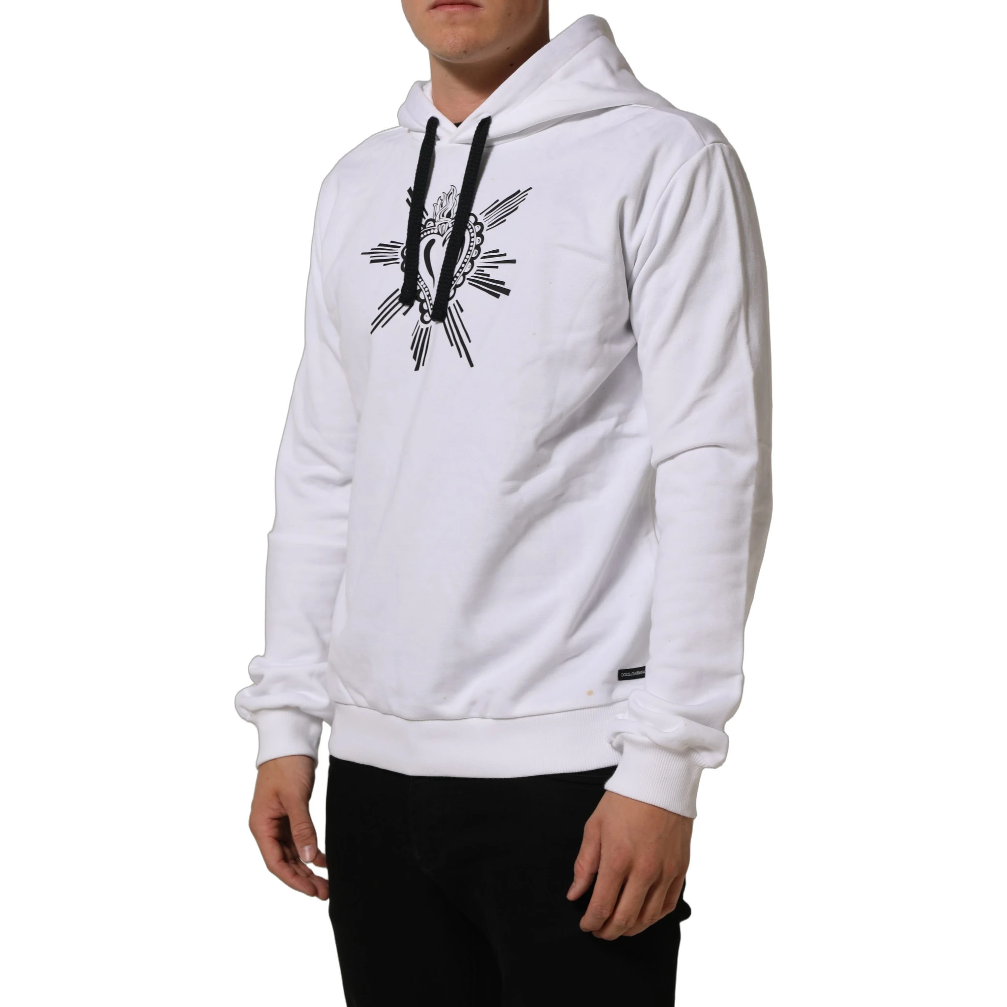 White Sacred Heart Hooded Sweatshirt Sweater