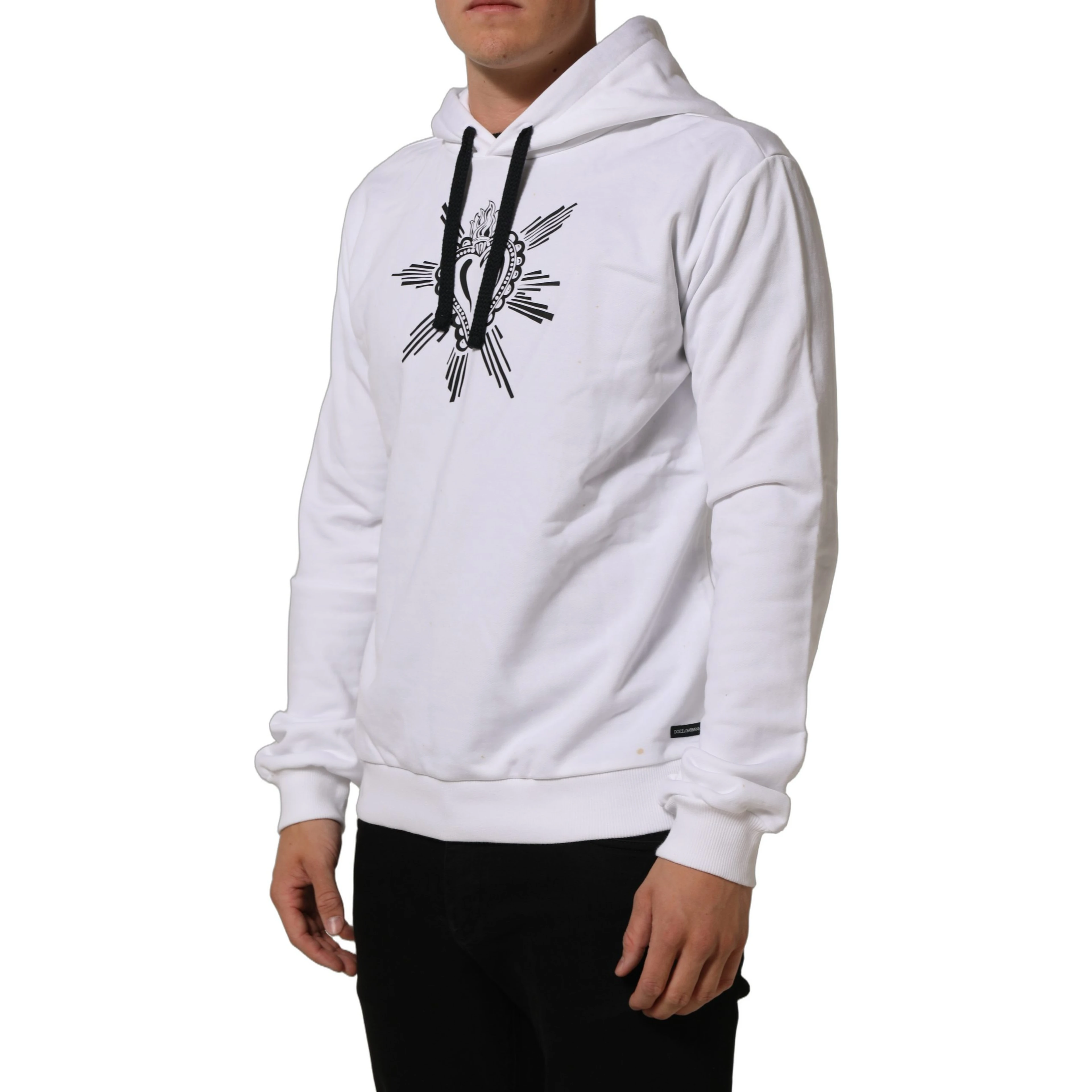 White Sacred Heart Hooded Sweatshirt Sweater