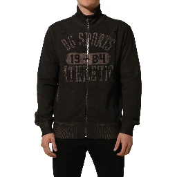 Brown Logo Print Full Zip Sweatshirt Sweater