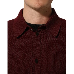 Burgundy Wool Button Down Cardigan Sweater