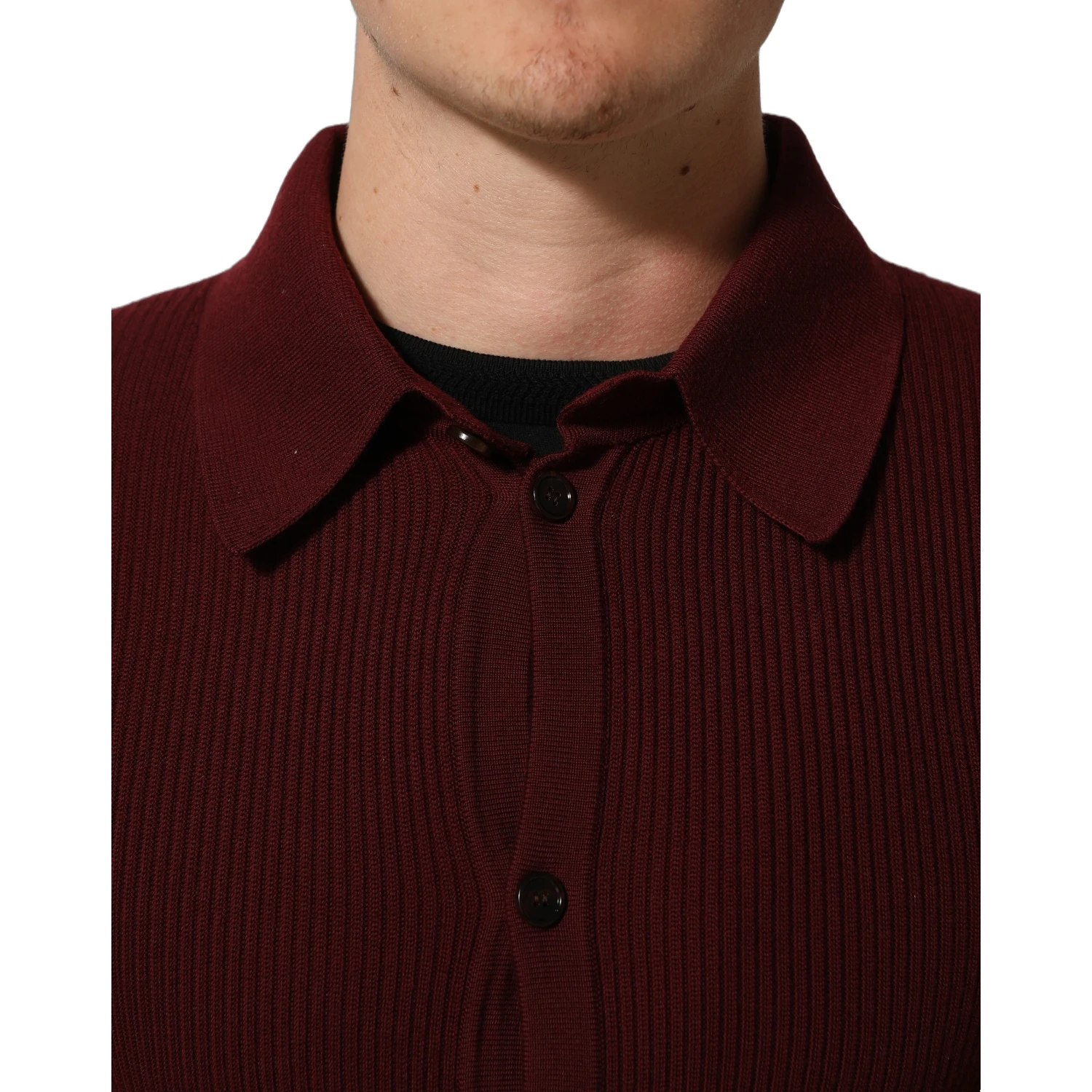 Burgundy Wool Button Down Cardigan Sweater