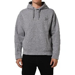 Gray Cotton Logo Hooded Sweatshirt Sweater