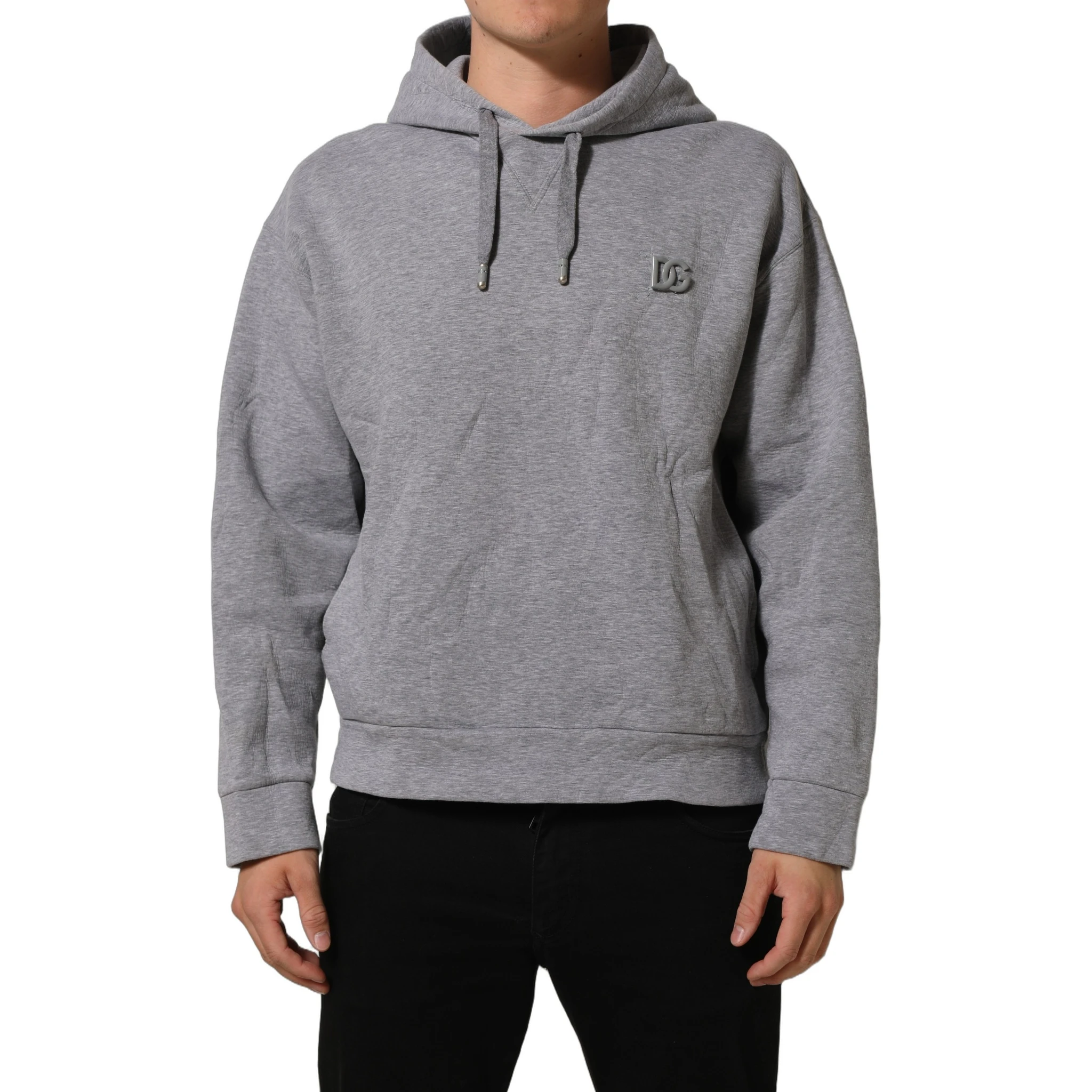 Gray Cotton Logo Hooded Sweatshirt Sweater