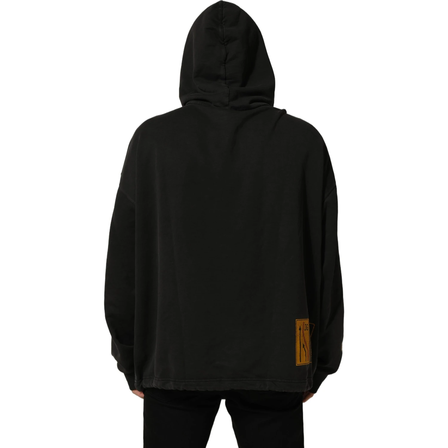 Black Cotton Logo Hooded Oversize Sweater