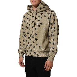 Brown Cotton Logo Hooded Sweatshirt Sweater