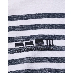 White Blue Stripe Hooded Sweatshirt Sweater