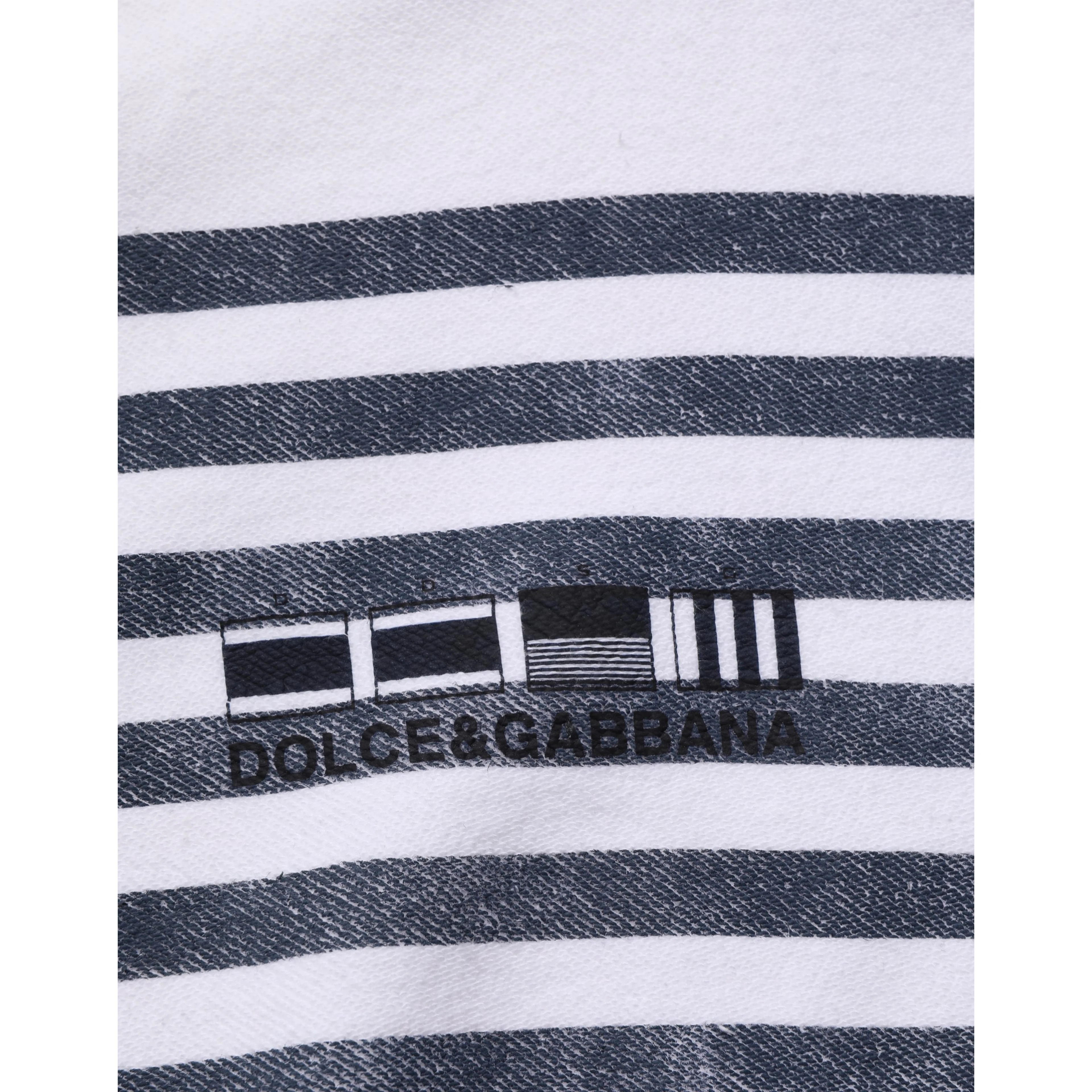 White Blue Stripe Hooded Sweatshirt Sweater