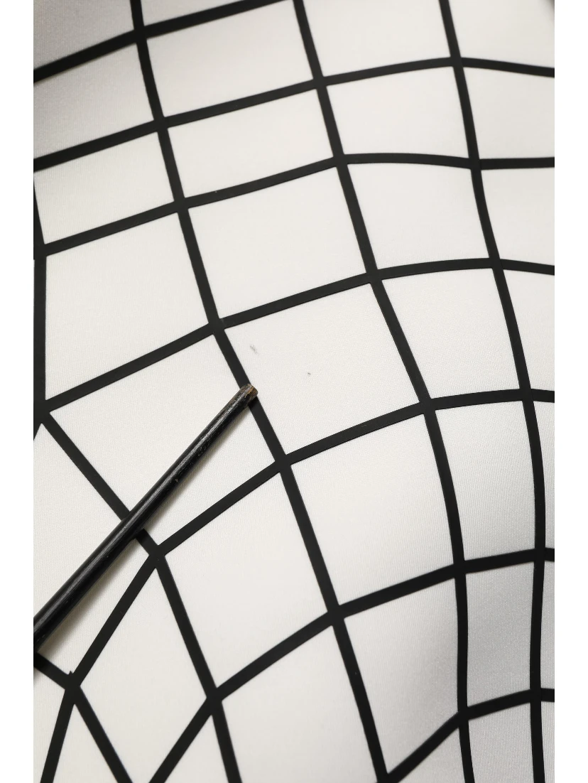 White Black WarpGrid Pattern Hoodie Sweater