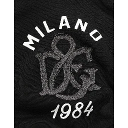 Black Cotton Milano1984 Print Hoodie Sweater