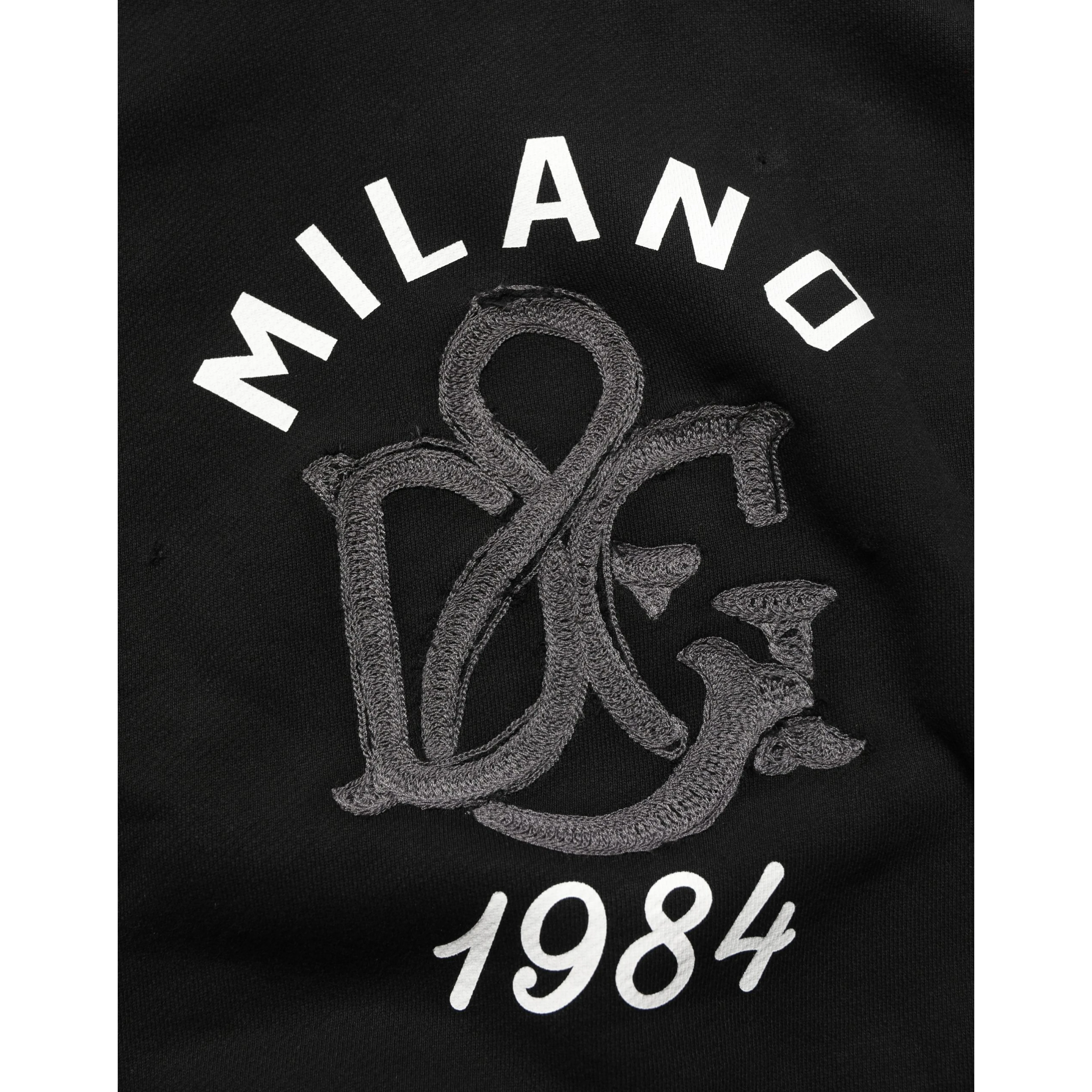 Black Cotton Milano1984 Print Hoodie Sweater