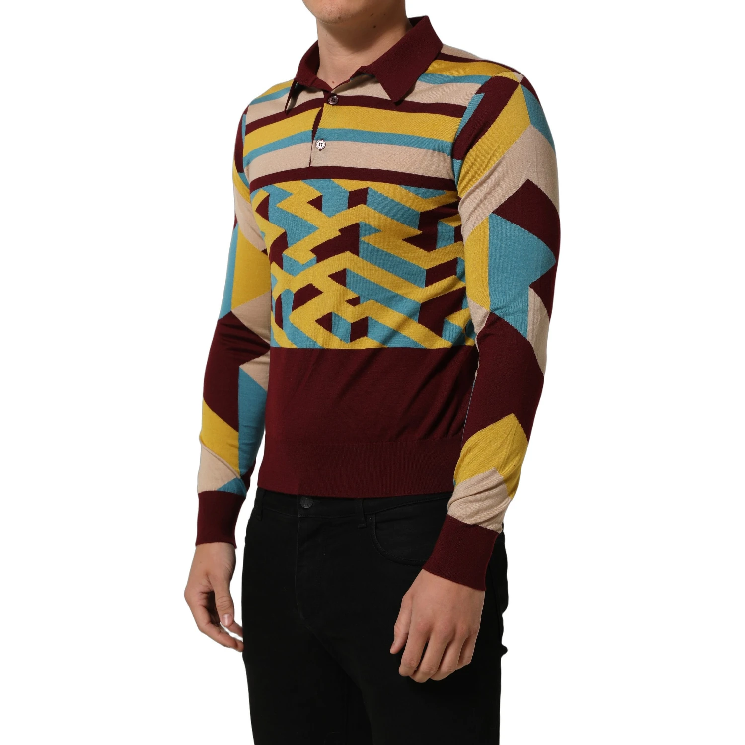 Multicolor Knitted Cashmere Pullover Sweater