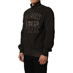 Brown Logo Print Full Zip Sweatshirt Sweater