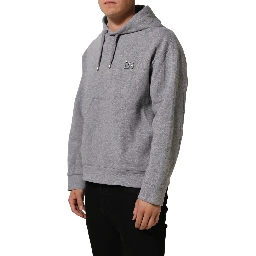 Gray Cotton Logo Hooded Sweatshirt Sweater