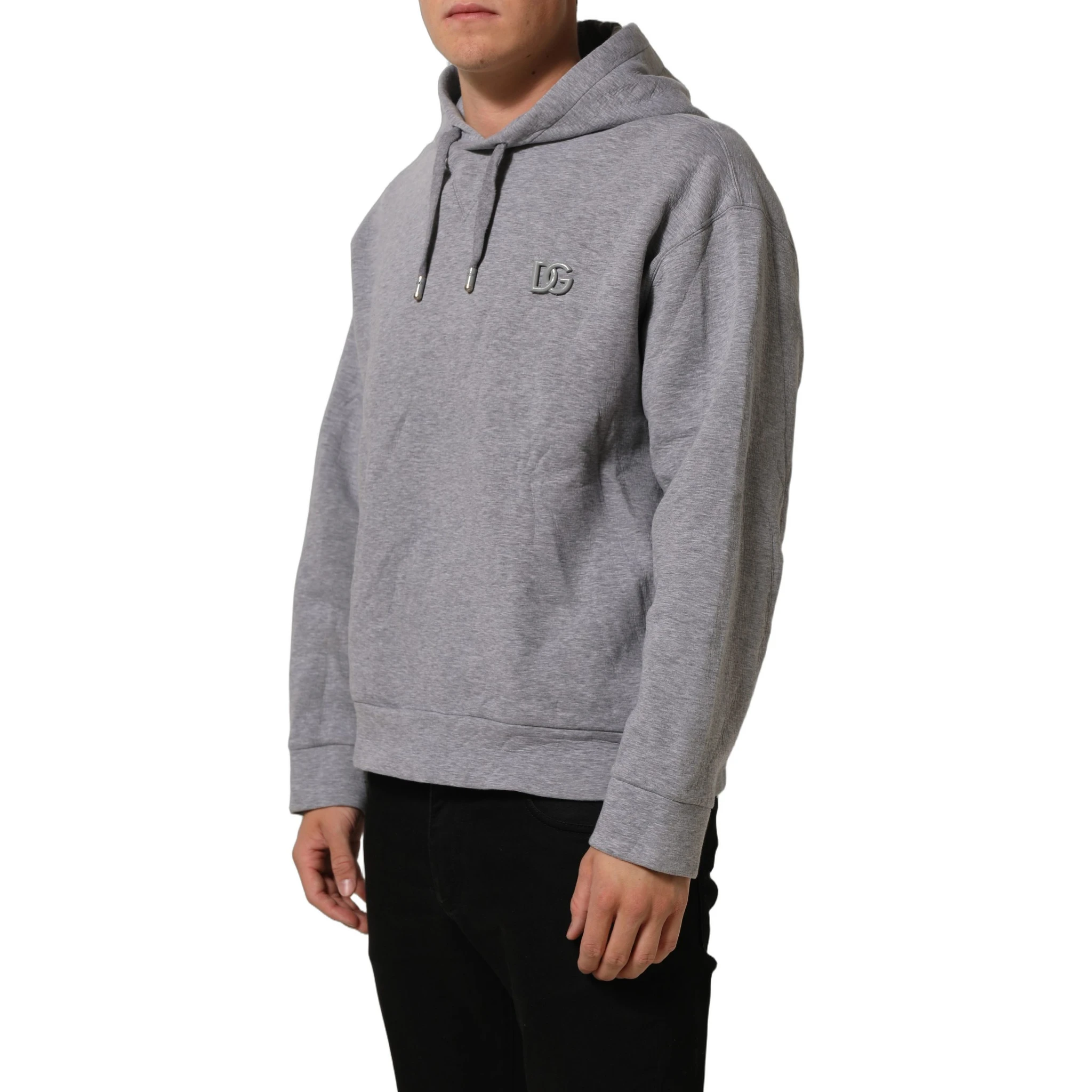 Gray Cotton Logo Hooded Sweatshirt Sweater