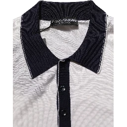 White Silk Collared Henley Pullover Sweater