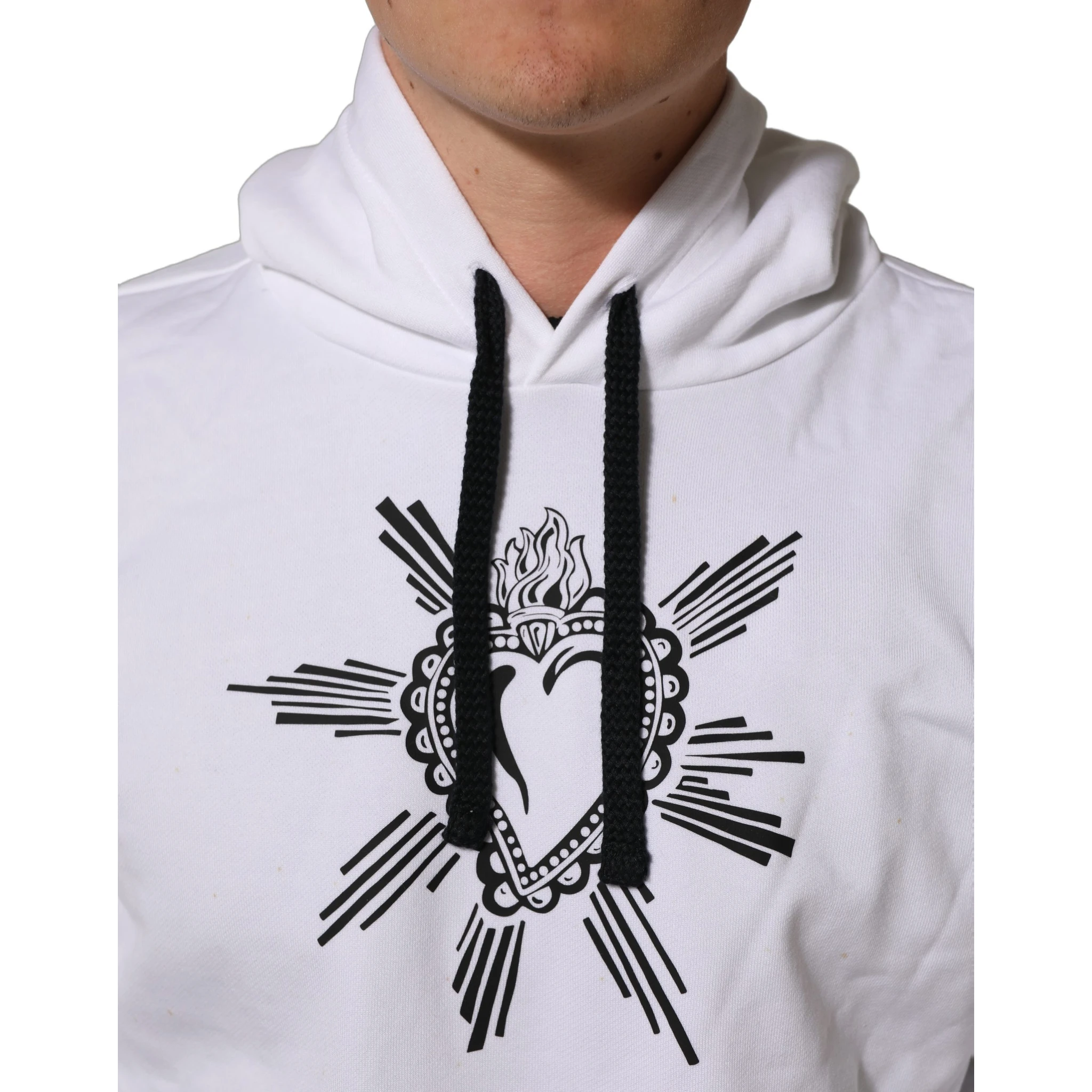 White Sacred Heart Hooded Sweatshirt Sweater