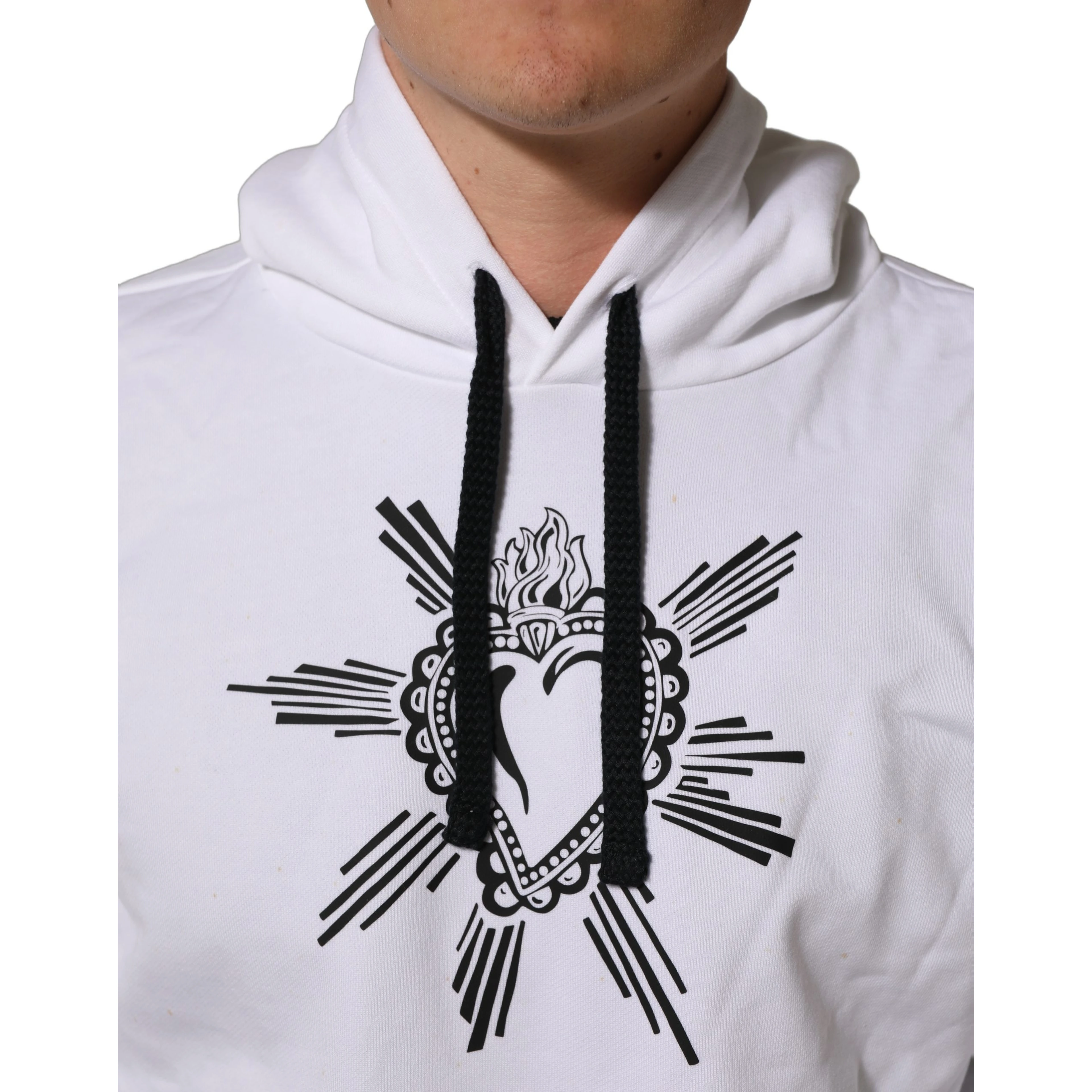 White Sacred Heart Hooded Sweatshirt Sweater