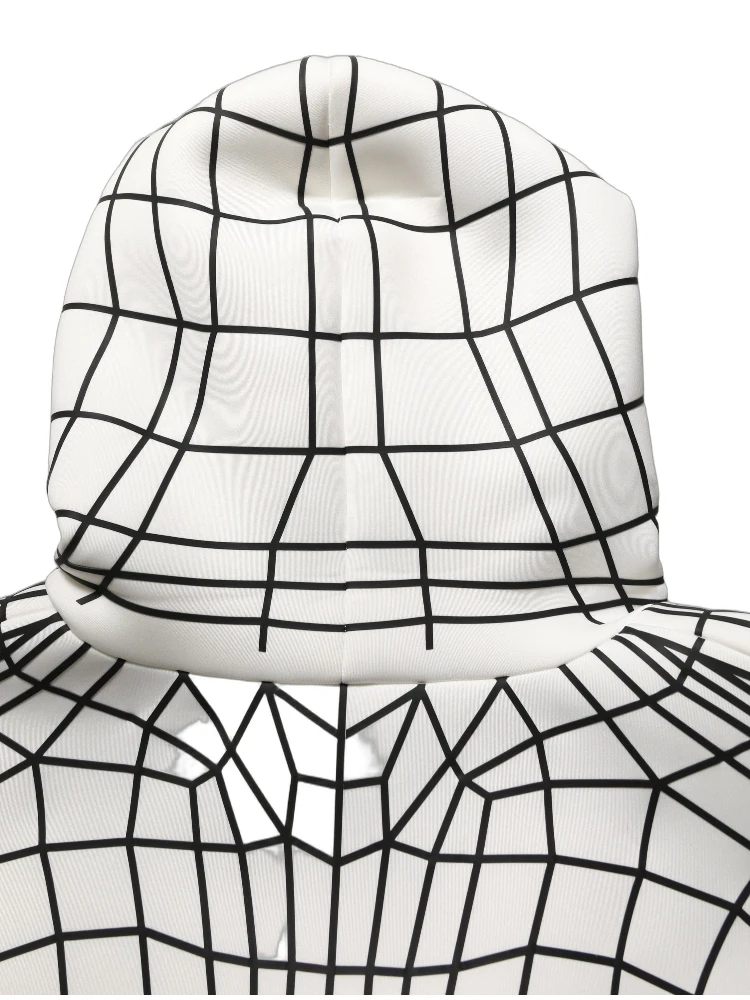 White Black WarpGrid Pattern Hoodie Sweater alternative