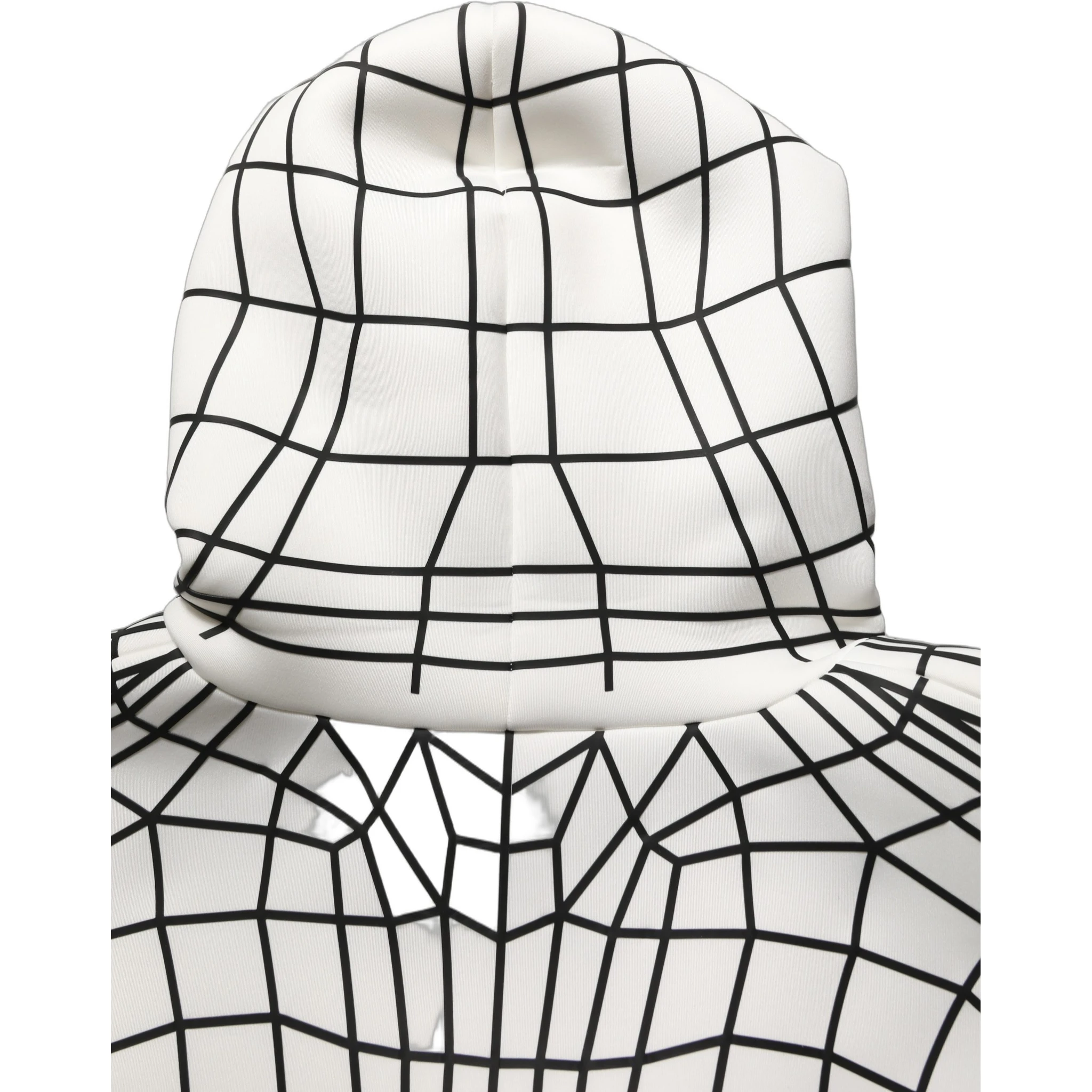 White Black WarpGrid Pattern Hoodie Sweater