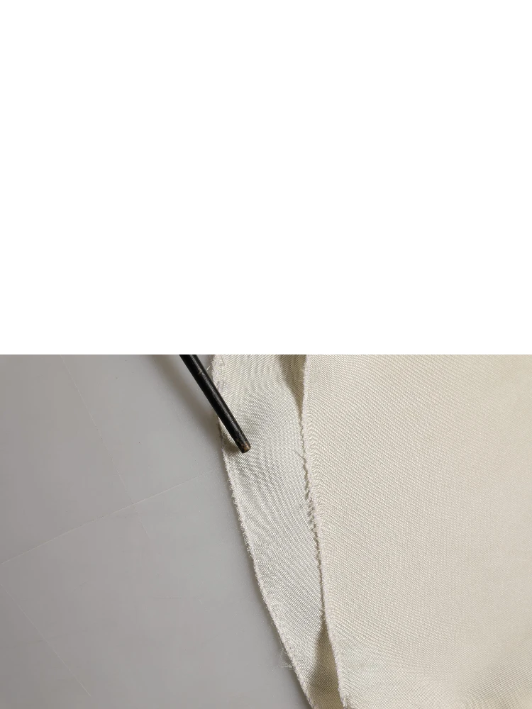 Off White Silk Straight Wide Leg Trouser Pants