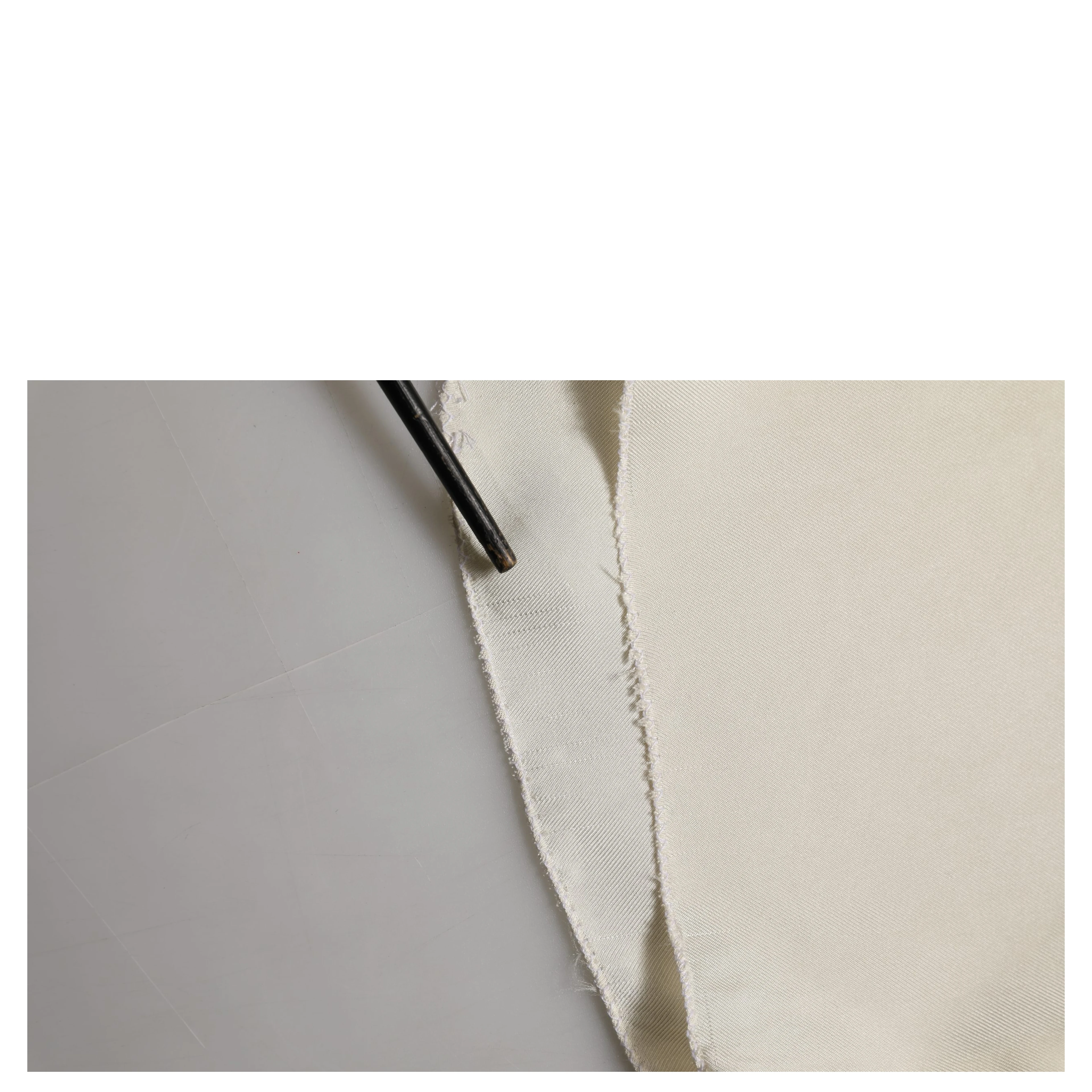 Off White Silk Straight Wide Leg Trouser Pants