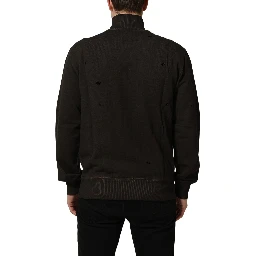 Brown Logo Print Full Zip Sweatshirt Sweater