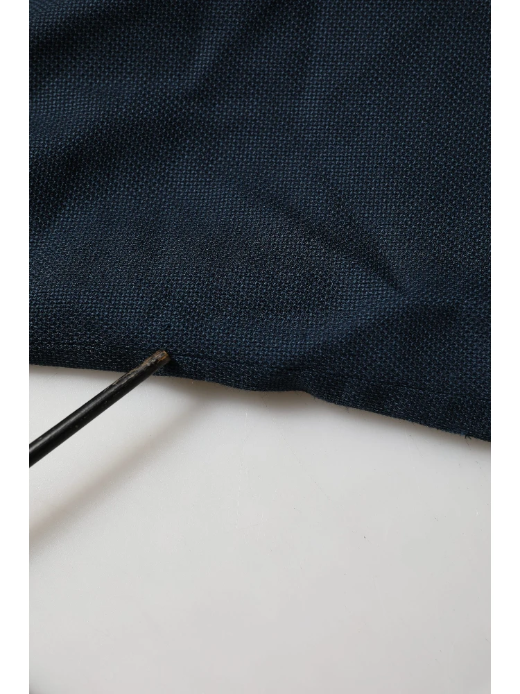 Blue Wool Logo Single Breasted Coat Jacket