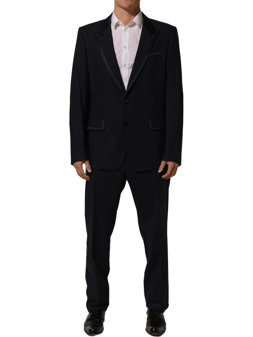 Dark Blue Single Breasted 2 Piece Men Suit