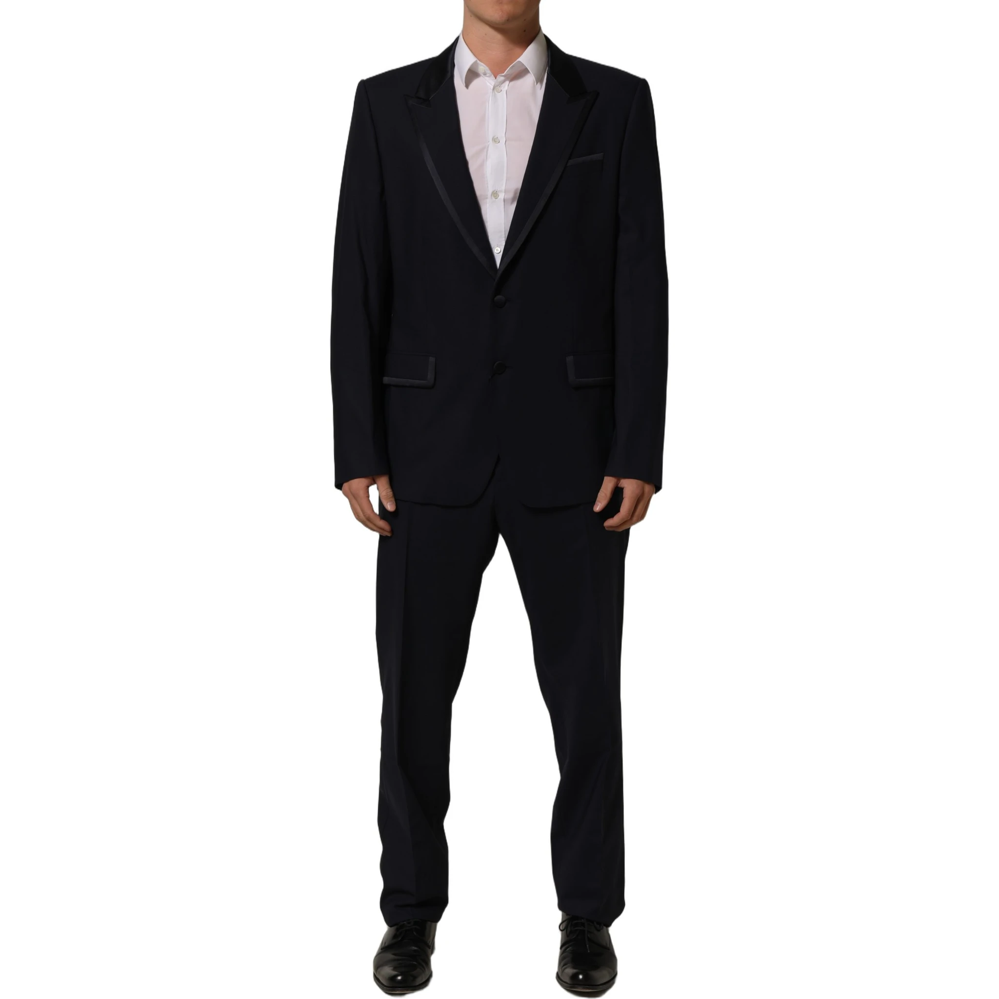 Dark Blue Single Breasted 2 Piece Men Suit