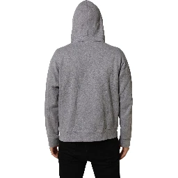 Gray Cotton Logo Hooded Sweatshirt Sweater