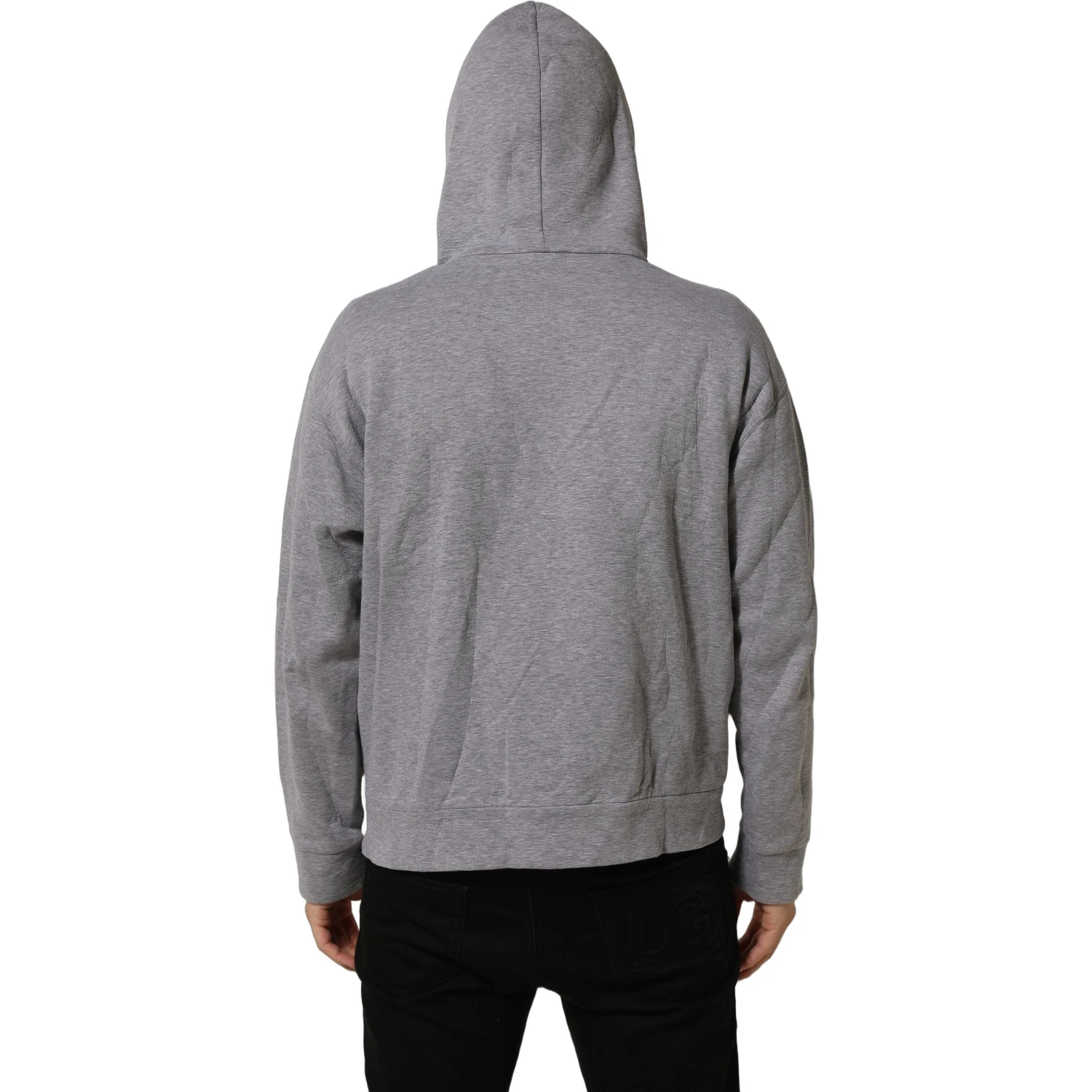 Gray Cotton Logo Hooded Sweatshirt Sweater
